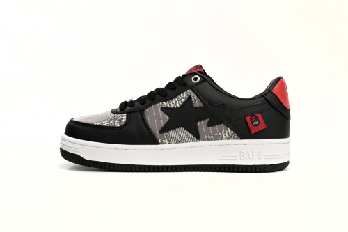 BATHING APE 로우 탑 7123-191-901 A Bathing Ape 베이프 스테 로우 블랙 & 레드 공동 브랜드